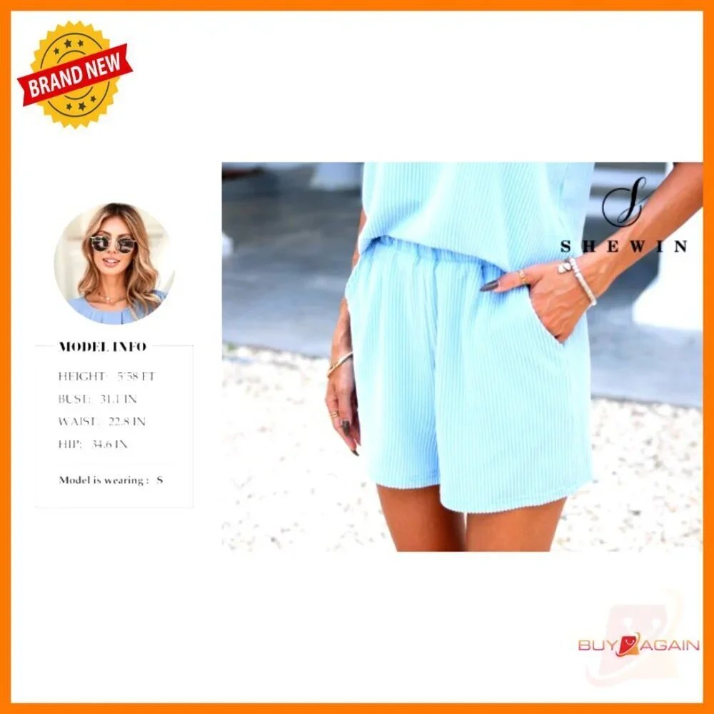 Two Piece Shorts Set Lounge Matching Outfit Striped Summer Comfort